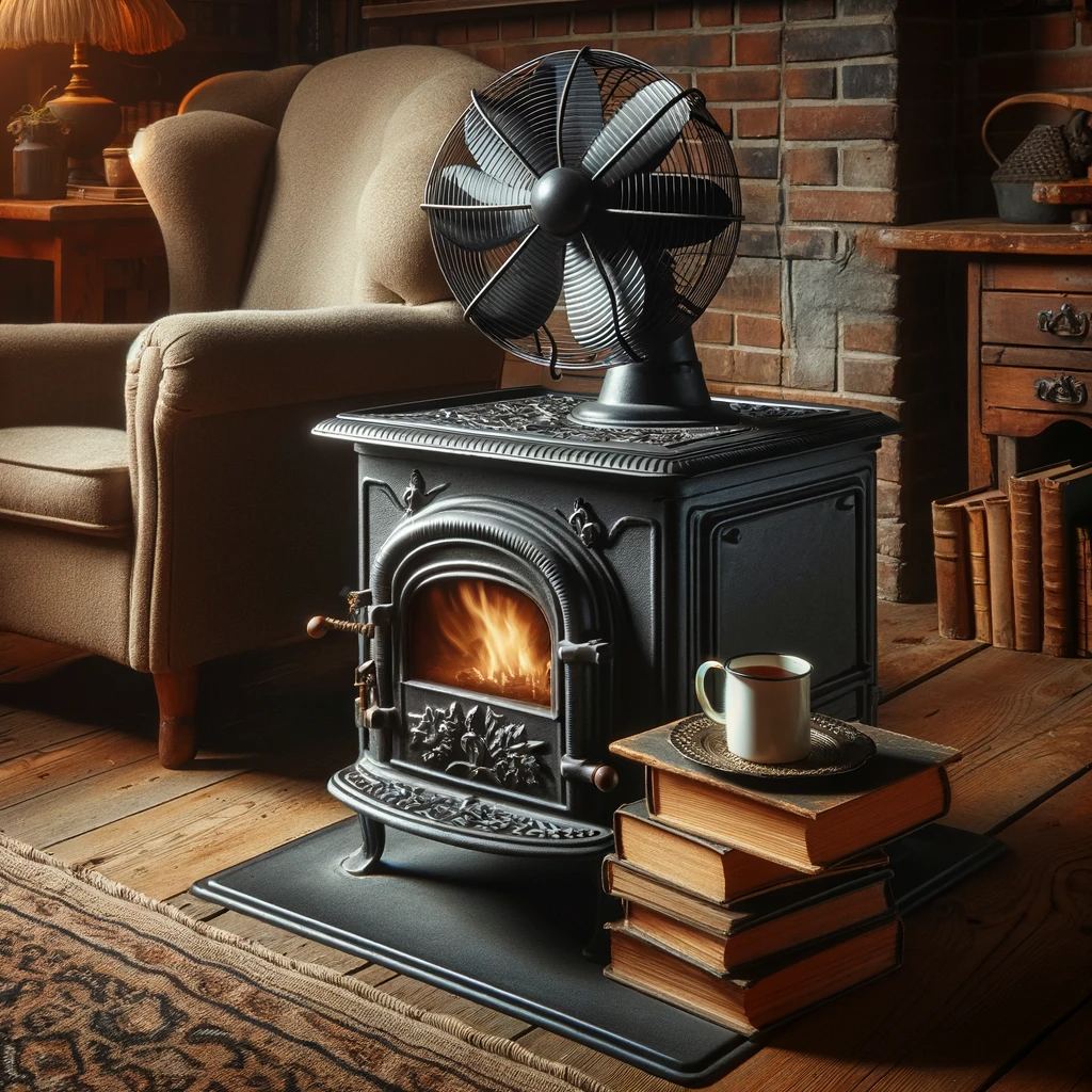 Wood stove with a fan (generated by AI)